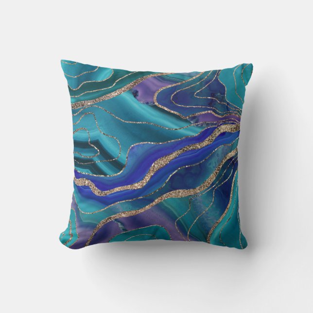 Coussin Purple Turquoise Galaxy Nebula Agate No. 1 Parties (Recto)