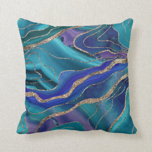 Coussin Purple Turquoise Galaxy Nebula Agate No. 1 Parties