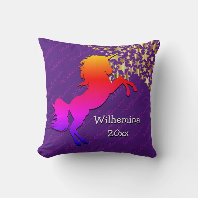 Coussin Purple UNICORN garde personnalisée (Recto)