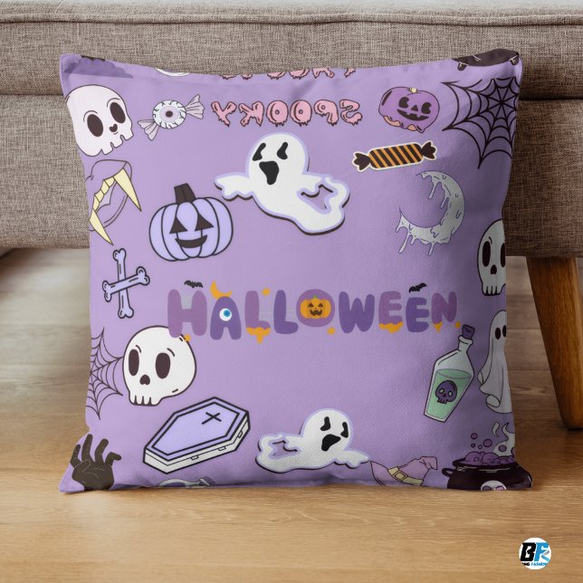 Coussin Purple & White Halloween - Épouvante (#ordernow)