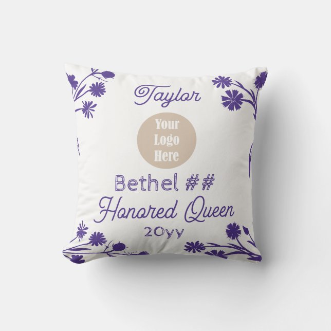 Coussin Purple White Job's Daughters honoré Queen Don (Recto)