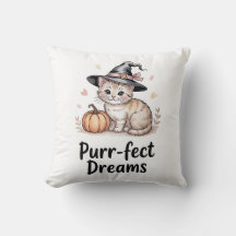 Purr-fect Dreams Cute Cat avec Halloween Citrouill