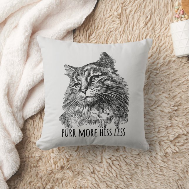Coussin Purr More Hiss Less Pretty Kitty (Couverture)