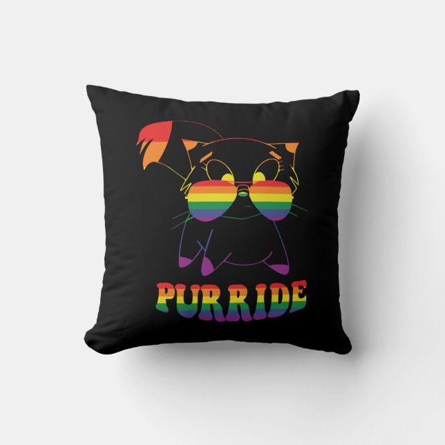 Coussin Purride | Cute Gay Cat | Lesbian | Rainbow (Recto)