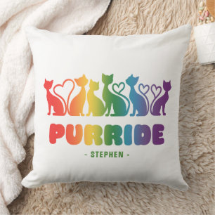 Coussin Purride - Rainbow Cat Silhouette LGBTQ+ Pride Pun