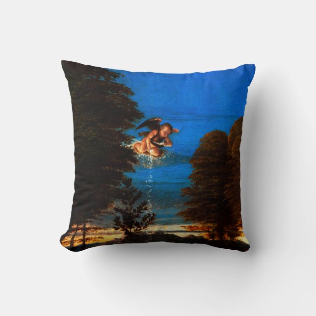 Coussin Putto In Blue Sky déverse une cascade de fleurs bl (Recto)
