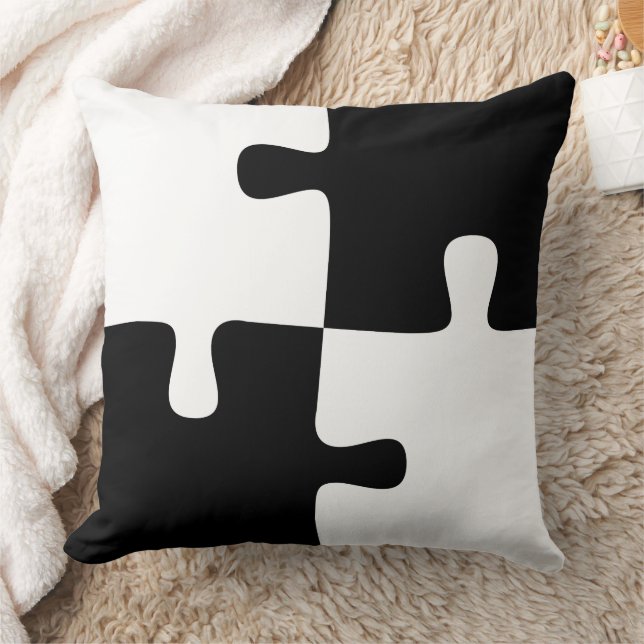 Coussin Puzzle noir et blanc Motif simple Art (Couverture)