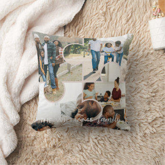 Coussin Puzzle personnalisé 4 photo collage et nom de fami