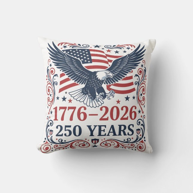 Coussin Pygargue à tête blanche 250 ans de liberté (Recto)