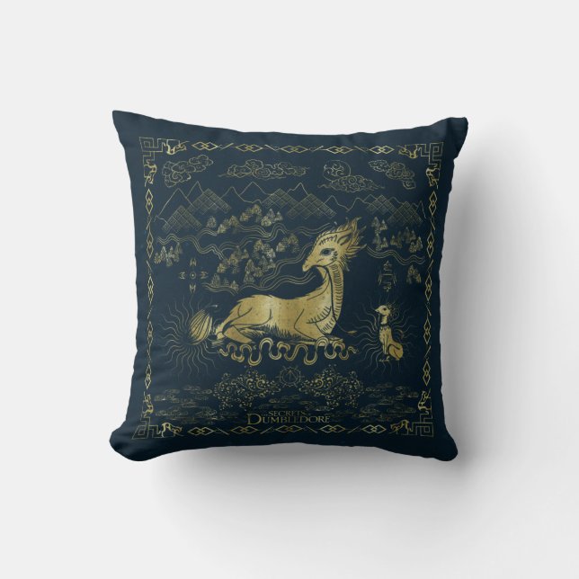 Coussin Qilin Au Repos Tapisserie d'or (Recto)