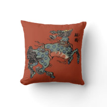 Qilin Chinois Vintage sur fond Rouge Chinois