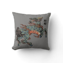 Qilin Chinois Vintage sur Gris Moyen