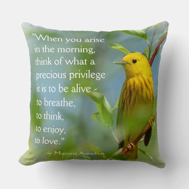 Coussin Quand vous vous levez le matin Citation Paruline j (Recto)