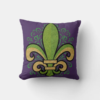 Coussin Quartier français fleur de lis Mardi Gras violet