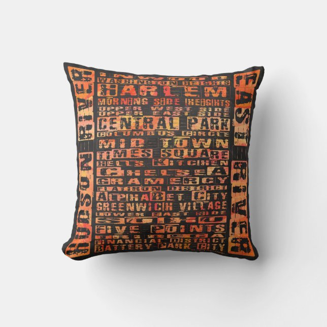 Coussin Quartiers de NYC Orange (Recto)
