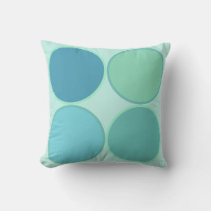Coussin Quatre cercles vert mer et bleu turquoise cyan à l