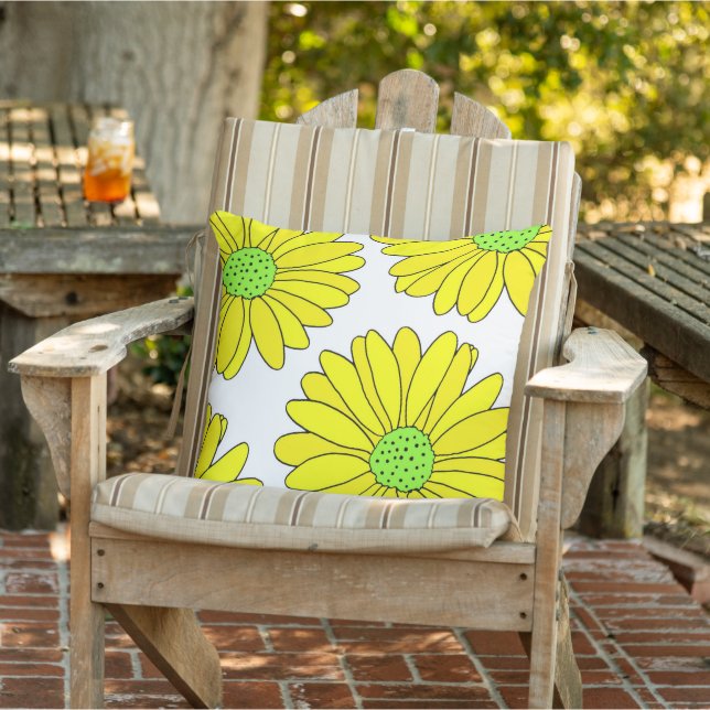 Coussin Quatre marguerites jaunes (Chaise)