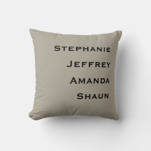 Coussin Quatre noms Carré gris et noir