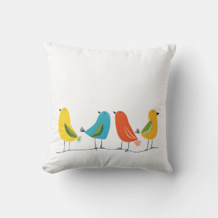 Coussin Quatre oiseaux de différentes plumes se rassemblen