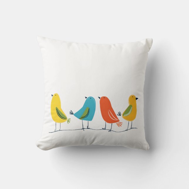Coussin Quatre oiseaux de différentes plumes se rassemblen (Recto)
