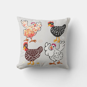 Coussin Quatre poules heureuses