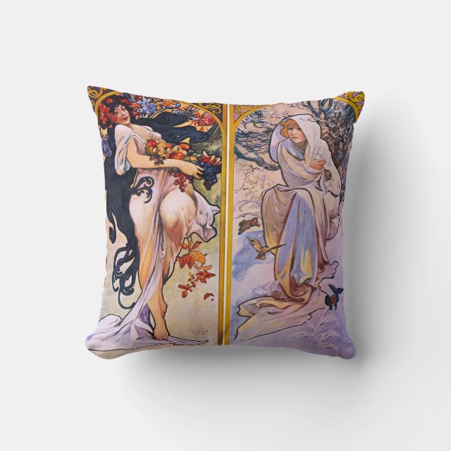Coussin Quatre saisons par Alphonse Mucha 1895 (Recto)