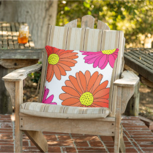 Coussin Quatre salades orange et rose