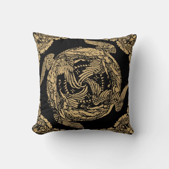 Coussin Quatre Vents/Anges vintages par Walter Crane (Recto)