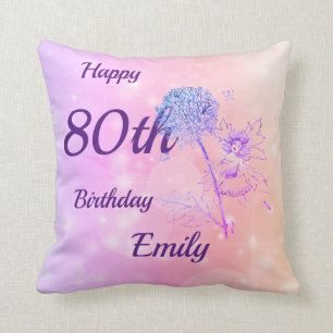 Coussin Quatre-vingtième anniversaire d'étincelle féeri