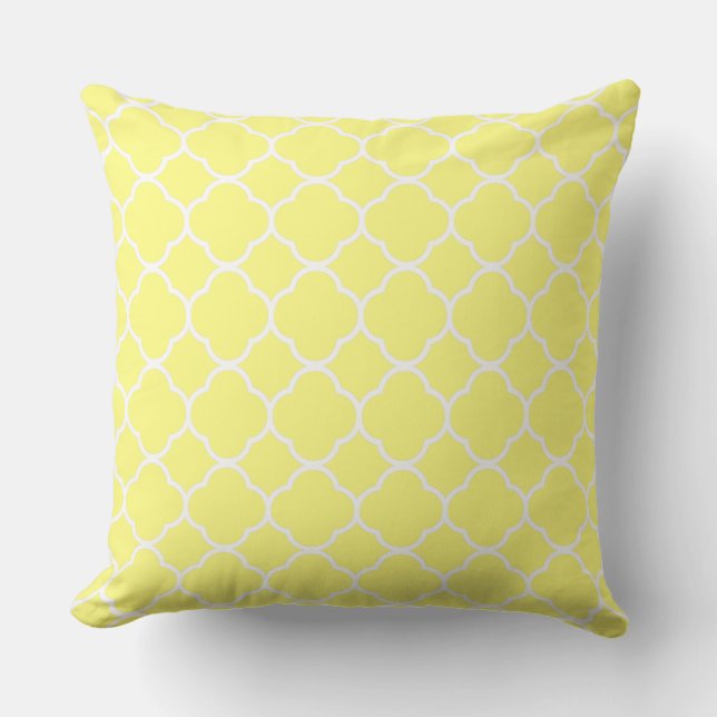 Coussin Quatrefoil Beurre Jaune Décor Maison Style Coton (Recto)