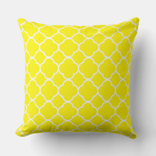 Coussin Quatrefoil Citron Jaune Blanc Décor Maison Mignonn