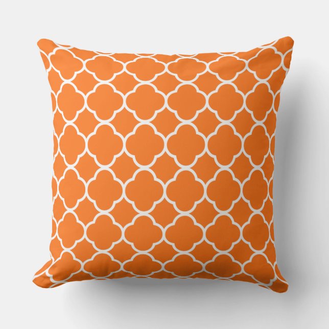 Coussin Quatrefoil Citrouille Orange Fall Home Décor Coton (Recto)
