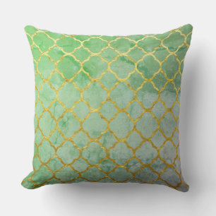 Coussin Quatrefoil Gold Turquoise Rustique Seafoam Vert Vi