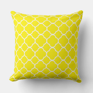 Coussin Quatrefoil Jaune Blanc Sunshine Décor Coton