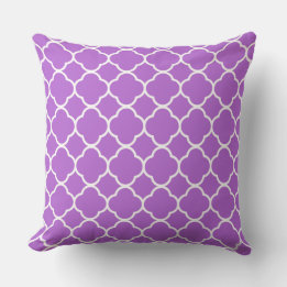 Coussin Quatrefoil Lilac violet blanc treillis Cool Coton