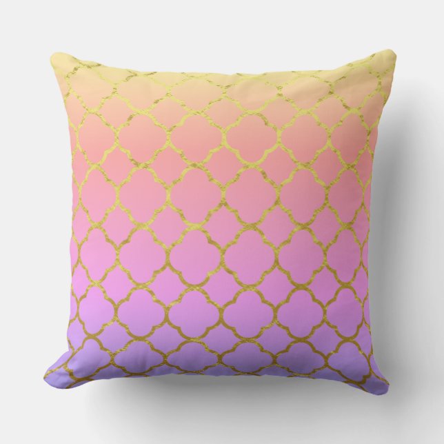Coussin Quatrefoil Motif Rose Gold Pink Ombre 2020 (Recto)
