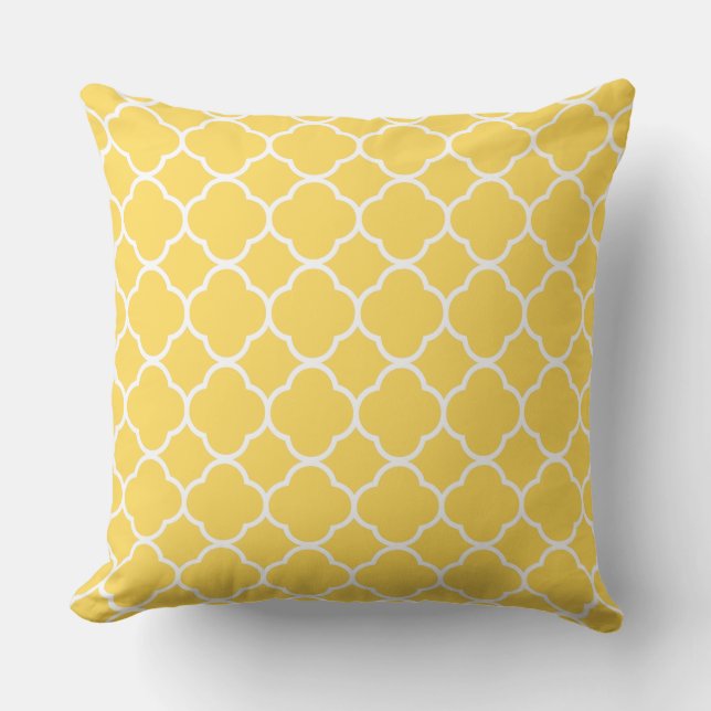 Coussin Quatrefoil Mustard Jaune Décor Maison Coton tendan (Recto)