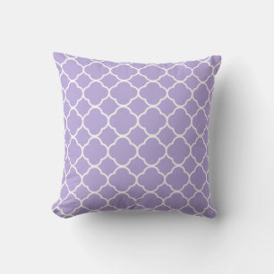 Coussin Quatrefoil Pastel Purple Blanc Décor Élégant Cool