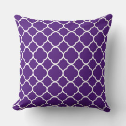 Coussin Quatrefoil Royal violet blanc treillis Cool Coton