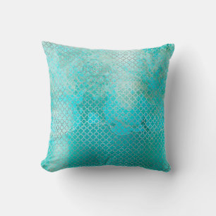Coussin Quatrefoil Silver Beach Aqua Ocean Grungy Steel
