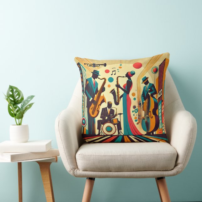 Coussin Quatuor de l'ère du jazz du milieu du siècle (Chaise)