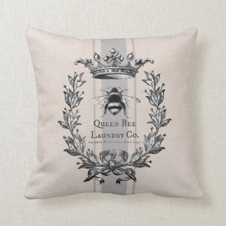 Coussin Queen Bee, sac à faux grains rayés gris