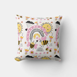 Coussin Queen BEES Cute BFF, Baby Girl, Girly Toxits Rose