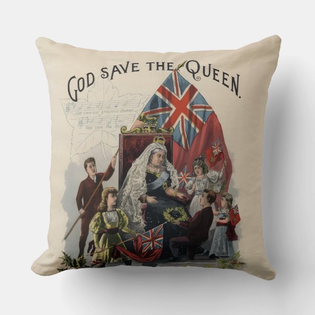 Coussin Queen Victoria "God save the Queen" (Recto)