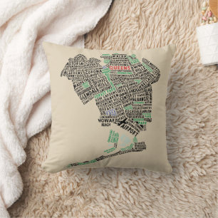 Coussin Queens New York, NYC Word Art Map