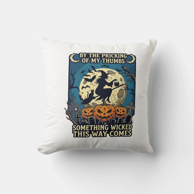 Coussin Quelque chose de méchant arrive sorcière Halloween (Recto)