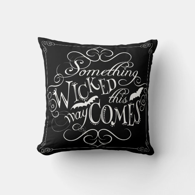 Coussin Quelque chose de Wicked Chalkboard Halloween Couss (Recto)