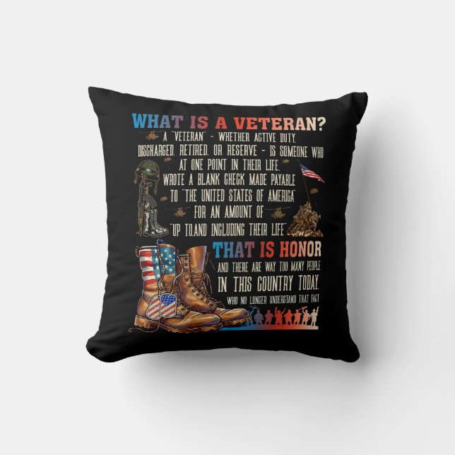 Coussin Qu'Est-Ce Qu'Un Vétéran Qui Est Honnête Patriotiqu (Recto)