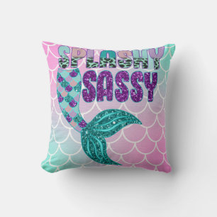 Coussin Queue de sirène rose violet vert Splashy Sassy Fém