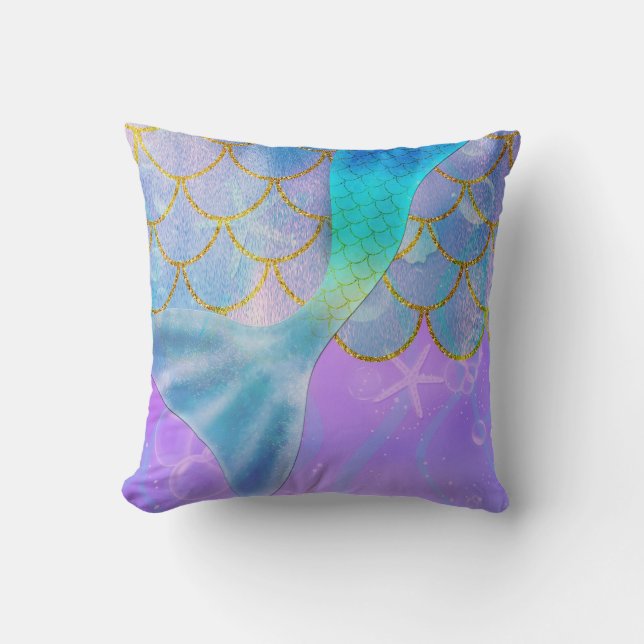 Coussin Queue iridescente Perle Reflet Étincelle Queue de  (Recto)